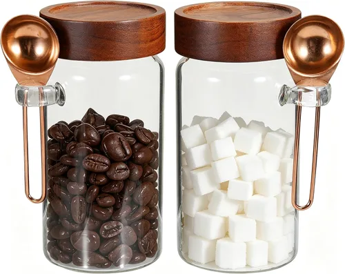 Vista 11 de Tarro de vidrio de 40 onzas con tapa de rosca de madera, recipiente hermético de 40.6 fl oz, recipiente de azúcar transparente para almacenamiento