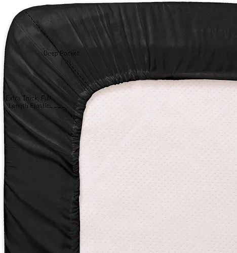 Vista 3 de Home Must Haves Juego de ropa de cama de lujo bordada de color liso 2000, extra suave, acogedor, bolsillo profundo de 12 pulgadas con fundas