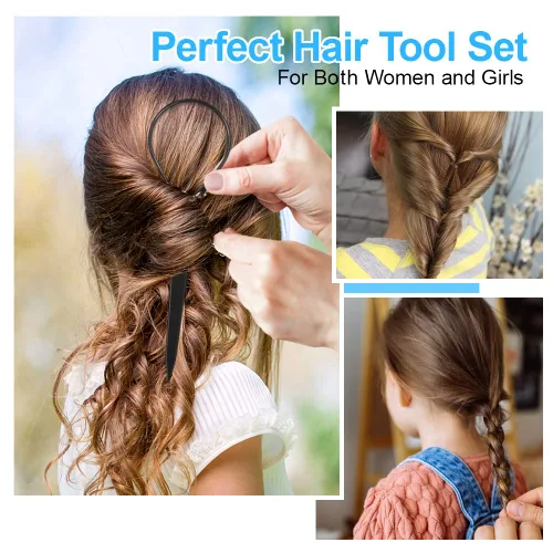 Vista 7 de Topsy Tail - Juego de herramientas para el cabello de IKOCO - 400 bandas para el cabello, 2 herramientas de peinado de bucle, peine de cola de rata