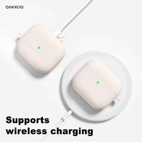 Vista 7 de Oakxco Funda de silicona para Airpods 3, bonita funda rígida femenina para Airpods de 3ª generación con llavero, gel de goma colorido suave de TPU