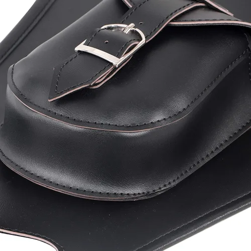 Vista 5 de Bolsa de panel de tanque de combustible de piel sintética negra con bolsa compatible con Harley Fatboy Softail Heritage Springer FLSTS FLST FLSTN