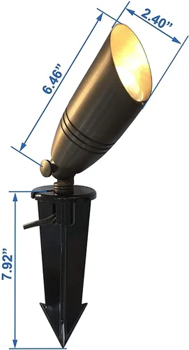 Vista 3 de H&A Foco de paisaje de latón macizo para exteriores, luces LED de paisaje de 12 V de bajo voltaje con pico de tierra para exteriores (6 paquetes)