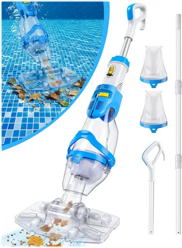Vista 10 de LanOcean Aspiradora de piscina inalámbrica para piscina enterrada, flujo ajustable, cabezal de cepillo transparente, limpieza visible, potente