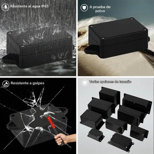 Vista 7 de Caja de conexiones impermeable a prueba de polvo IP65 de plástico ABS, proyecto eléctrico universal con oreja fija, color negro, 3.26"x 2.28"x 1.29