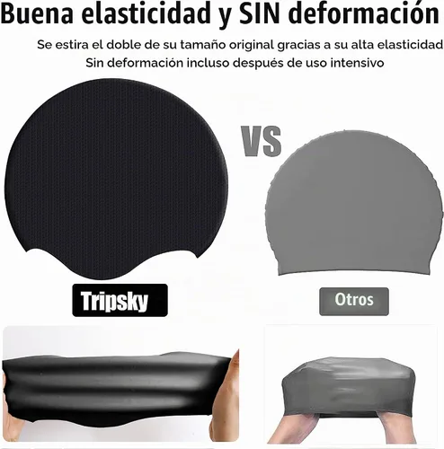 Vista 3 de Tripsky Silicone Swim Cap for Long Hair, Swimming Cap for Women Men Teenagers, Stereoscopic Pattern Bathing Cap Ideal for Curly Short Medium Long