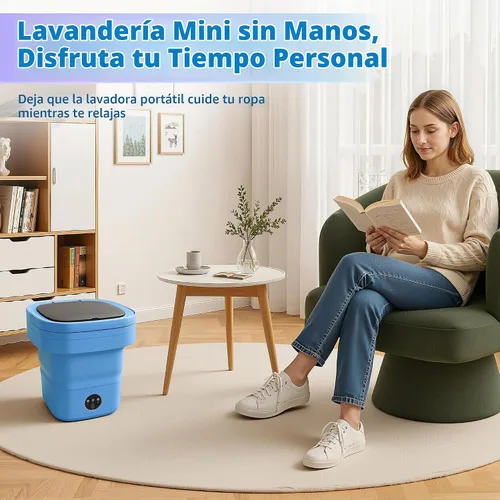 Vista 8 de Lavandería portátil, lavadora y secadora plegable de 16 litros con 3 modos de limpieza profunda, adecuada para ropa pequeña, mini máquina