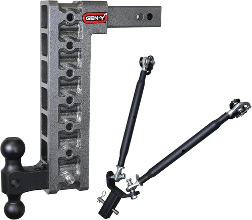 Vista 7 de GEN-Y Hitch Enganche de caída con soporte de doble bola para receptor de 2 pulgadas, caída de 5 pulgadas con 3 posiciones ajustables, capacidad