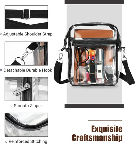 Vista 5 de MoKo Clear Bag Stadium Approved for Women, Crossbody Bag Purse Adjustable Strap Shoulder Bags for Concerts Sports Events