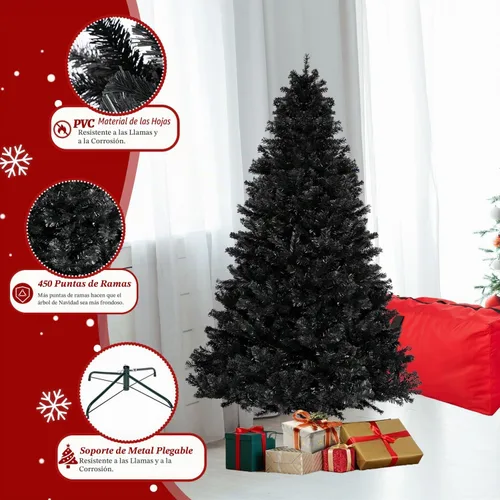 Vista 2 de Árbol de Navidad artificial negro de 4 pies, árbol de Navidad pequeño falso
