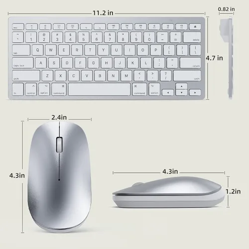 Vista 5 de Teclado y mouse Bluetooth compatibles con Mac, OMOTON Ultra Slim Wireless Keyboard y Mouse Combo Compatible con MacOS, MacBook Pro/Air, iMac, Mac