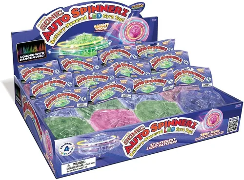 Vista 4 de Geospace Super Sonic LED Auto Spinnerz - Top giratorio autoalimentado (paquete de 2 en varios colores)