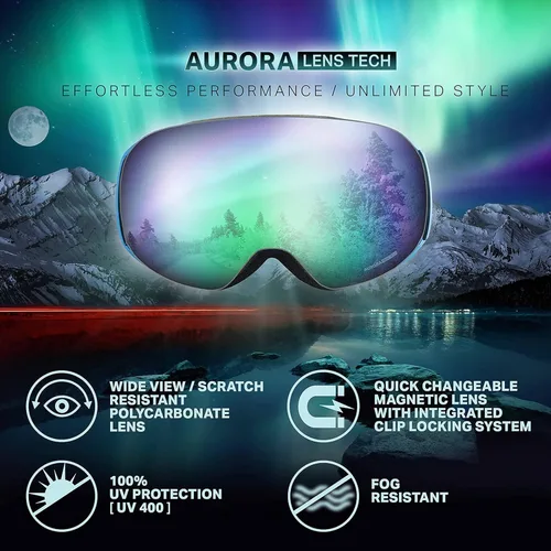 Vista 3 de Wildhorn Roca - Gafas de esquí para hombres y mujeres con protección antiempañamiento/arañazos 100% UV - Lente magnética - Gafas de nieve