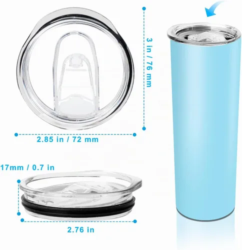 Vista 2 de Tapas de repuesto para vaso delgado de 20 onzas, a prueba de derrames, resistentes a salpicaduras, para boca de taza de 2.76 pulgadas, compatibles