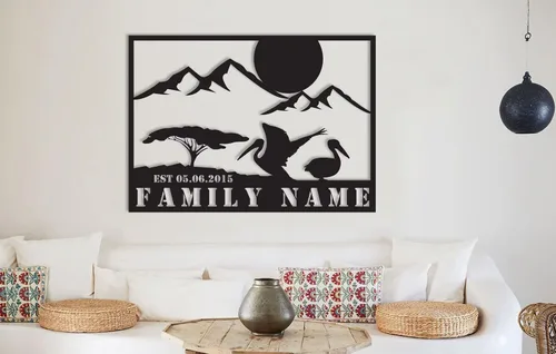 Vista 8 de Letrero de metal con nombre personalizado, arte de pared y decoración personalizada, regalo de apellido personalizado, letrero de árbol genealógico