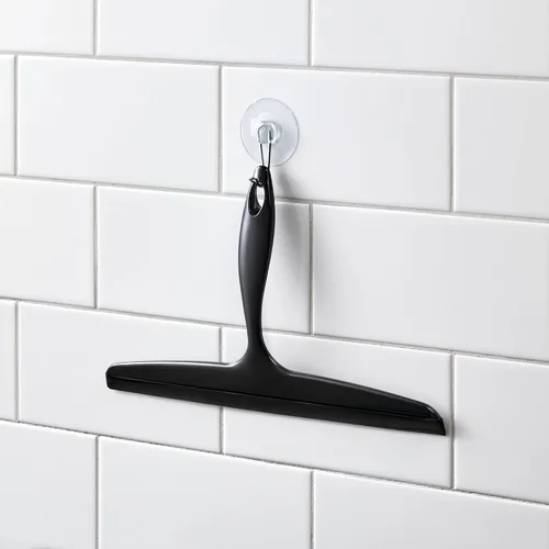 Vista 5 de iDesign Bathroom Escobilla de Ducha de Plástico para Baño con Gancho de Pared - Negro