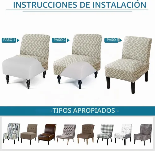 Vista 5 de HAOYONG - Funda de silla sin brazos de acento, funda elástica para silla deslizante con estampado, fundas protectoras para muebles, fundas