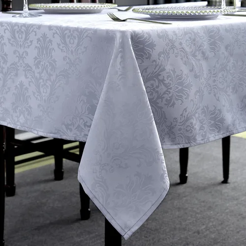 Vista 20 de SASTYBALE - Mantel cuadrado de damasco jacquard marfil, 52 x 52 pulgadas
