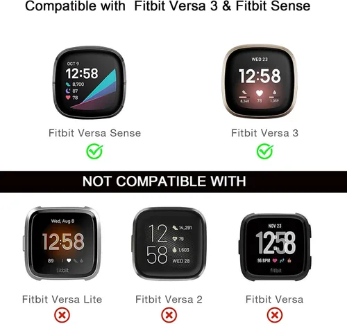 Vista 5 de Funda protectora brillante compatible con Fitbit Versa 3/Sense, marco de parachoques de diamantes de imitación de cristal brillante para mujer
