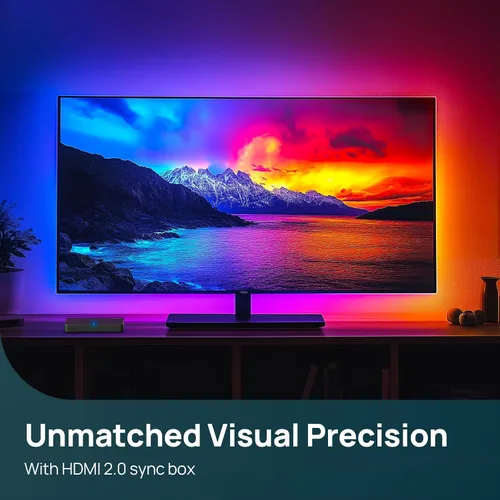 Vista 3 de Linkind Caja de sincronización HDMI 2.0, retroiluminación inteligente AI LumiSync Technology ET6, compatible con 4K @60Hz, retroiluminación LED