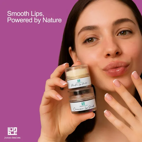 Vista 6 de Juman Set de regalo de labios de minerales del mar muerto Con aceites esenciales Set exfoliante labial e hidratante Masilla y canela Vegano