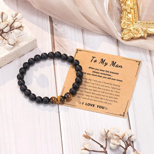 Vista 5 de UPROMI Regalos para papá, padrastro, abuelo, tío, padrastro, hermano, hijo, nieto, sobrino, hijastro, hombre, pulsera, regalo de cumpleaños
