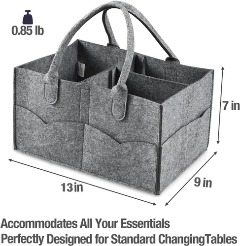 Vista 4 de PandaEar Organizador de pañales para bebé, organizador portátil de pañales de viaje, cesta de guardería con diseño dividido