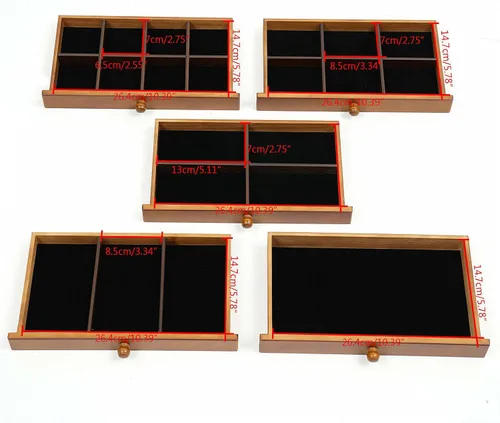 Vista 6 de Joyero organizador de 6 capas con cerradura y espejo, cajas de joyería de madera de trébol de cuatro hojas de la suerte y organizadores
