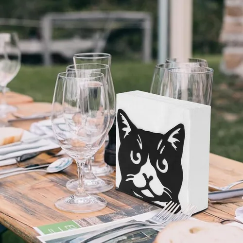 Vista 6 de Servilletero para mesa, servilleteros de metal para cocina, comedor, granja, cóctel, picnic, bar, rústico, moderno soporte para todas las Gato