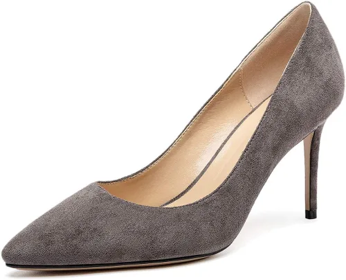 Vista 9 de Castamere Zapatos de tacón alto básicos para mujer, sin cordones, puntiagudos, tacón de aguja de 3.3 in charol leopardo beige