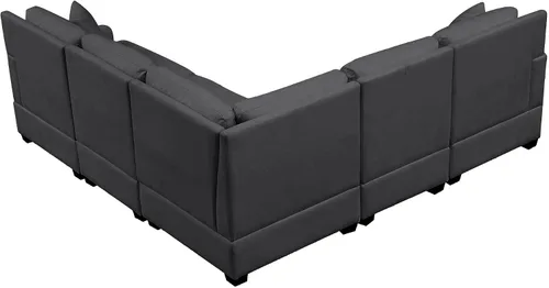 Vista 5 de Sofá modular modular de 88 pulgadas en forma de L para sala de estar, sofá esquinero moderno de 5 asientos con 2 cojines para apartamento, oficina