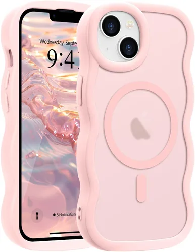 Vista 10 de Pepmune - Funda para iPhone 12 Pro Max con marco ondulado y estructura rígida, color mate claro, cubierta trasera unisex, compatible con Magsafe