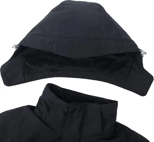 Vista 5 de Camel Crown - Chaqueta de esquí para hombre (forro polar, con capucha desmontable, resistente al viento e impermeable)