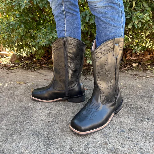 Vista 2 de GadwallAR Botas vaqueras occidentales para niña, color rosa, con cremallera de cuero, botas vaqueras (niños pequeños y jóvenes)