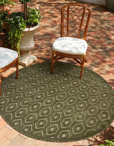 Vista 22 de Unique Loom Outdoor Trellis Textured Collection - Alfombra espacial (2 x 3 pies, rectangular, aguamarina y marfil)