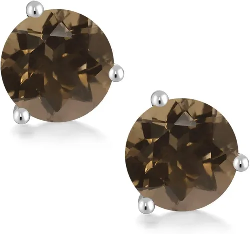 Vista 18 de Gem Stone King Aretes de oro de 14 quilates, 0.236 in, piedra natal redonda, Martini, 3 puntas, aretes de oro para mujer