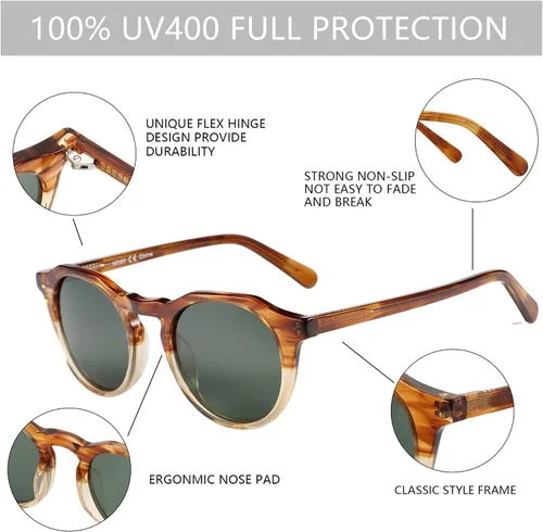 Vista 74 de ZENOTTIC Gafas de sol polarizadas redondas vintage para hombres y mujeres con protección UV400