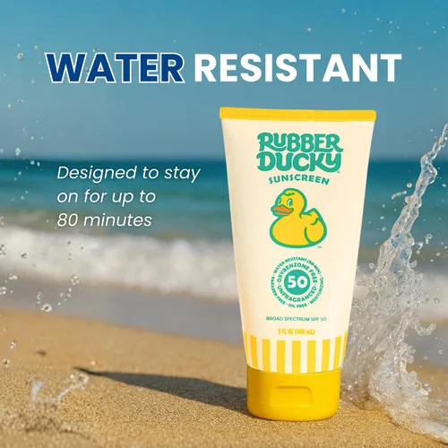 Vista 4 de Rubber Ducky Protector solar SPF 50 con vitamina E - Protector solar ligero y resistente al agua para niños - Loción de protección solar sin