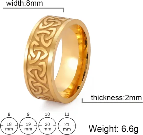 Vista 6 de Anillo de nudo de trinidad celta, nudo de brujas, nudo triquetra irlandés, anillo de acero inoxidable nórdico vikingo, joyería para hombres y mujeres