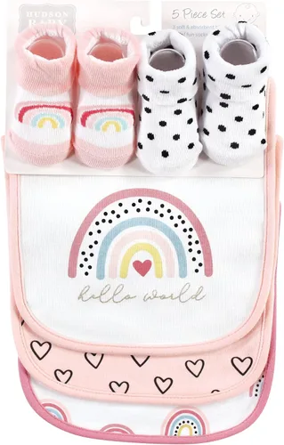 Vista 174 de Hudson Baby Conjunto de babero y calcetines unisex de algodón para bebé