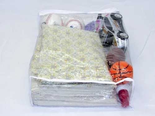 Vista 4 de Paquete de 2 bolsas de almacenamiento de vinilo resistente con cremallera (transparente) para suéteres, mantas, edredones, juegos de ropa de cama