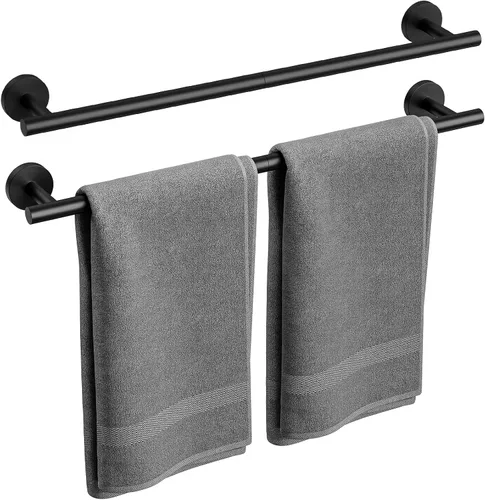 Vista 8 de Toallero negro mate de 18 pulgadas, toallero de baño grueso, toallero montado en la pared, barra de toalla de acero inoxidable SUS304, decoración