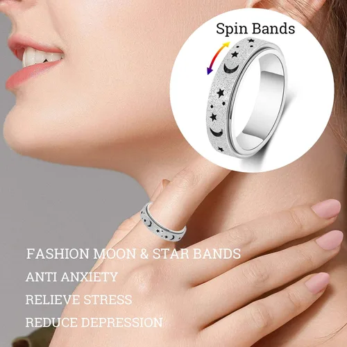 Vista 5 de OreilleStar Anillo giratorio para mujer, Acero inoxidable, oro rosa, titanio, oro, plata