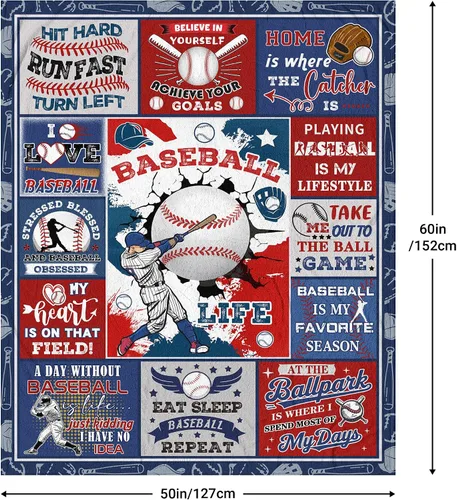 Vista 5 de Regalos de béisbol, regalos de béisbol para niños de 8 a 12 años, manta de béisbol, regalos de entrenador de béisbol, manta de regalo temático