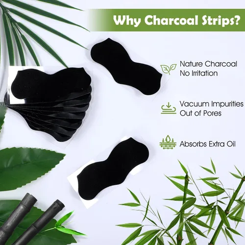 Vista 3 de 70 tiras de poros de puntos negros, tira facial de carbón de bambú para puntos negros, cinta de cabeza negra para todo tipo de piel, removedor