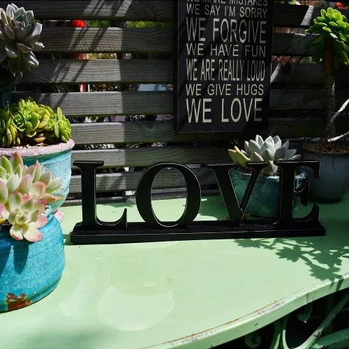 Vista 5 de Letrero de amor para decoración del hogar, letras de bloque de amor de madera, decoración rústica de mesa (amor)