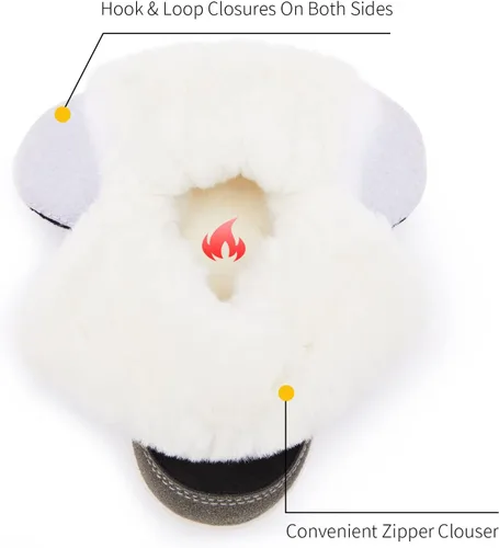 Vista 4 de BMCiTYBM Botas de nieve para bebés, niños y niñas, zapatos cálidos de invierno, zapatos ligeros al aire libre para bebés de 6, 9, 12, 18, 24 meses