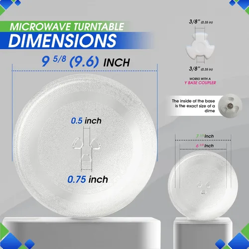 Vista 3 de Placa de repuesto pequeña para microondas de 9.6 pulgadas, se adapta a la placa giratoria de vidrio para microondas de muchas marcas. Bandeja