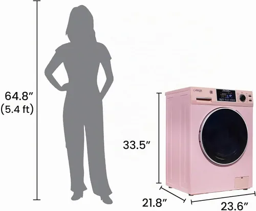 Vista 3 de Equator 24" 110V Convertible Compact Combo Washer Dryer, Pink