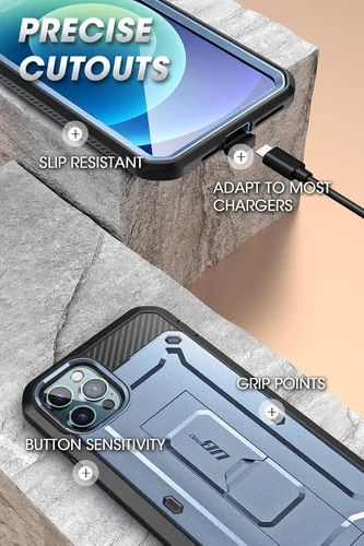 Vista 7 de SUPCASE Funda para iPhone 13 Pro con soporte y clip para cinturón (Unicorn Beetle Pro), [protector de pantalla integrado]