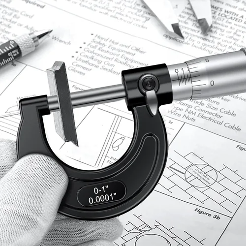 Vista 3 de HDLNKAK Micrómetro exterior 0-1"/0.0001", con llave cero y estuche (negro)